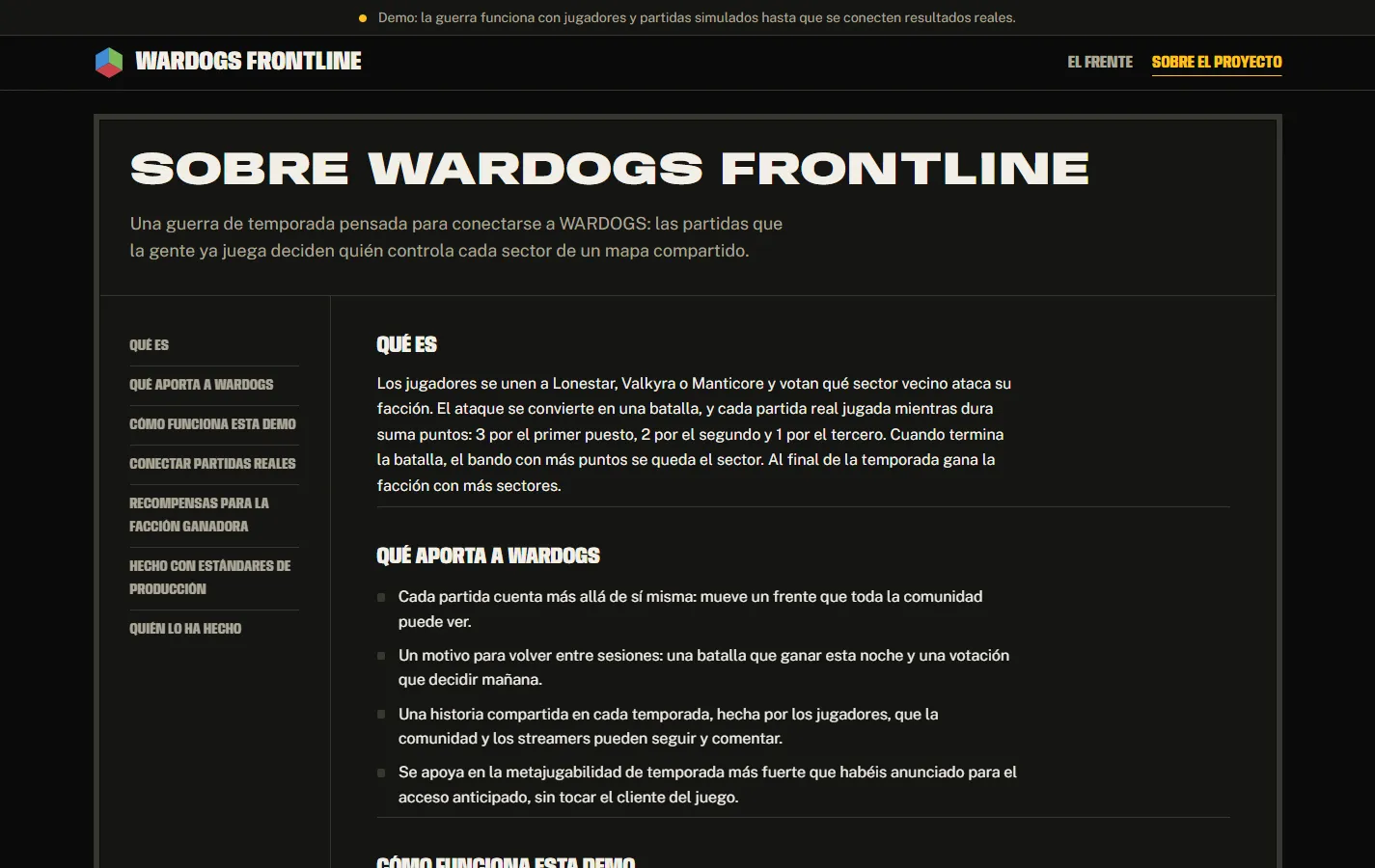 Wardogs Frontline: Sobre el proyecto